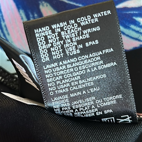 DKNY Floral Halter One-Piece Swimsuit Medium Black Pink Tropical NWT - Picture 8 of 9